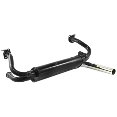 Single Tip GT Exhaust System Type 1 & Ghia, 1300-1600cc, 66-73 Type 2, 63-71 Black with Chrome Tip - AA Performance Products