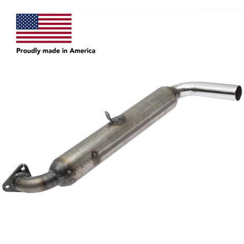Tri Mil Muffler, Single Glass-Pak, Fits Standard Header, Raw Steel Finish with Chrome Tips - AA Performance Products
