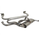 Tri Mil Exhaust, Single Quiet-Pak, Heat Risers, Raw Steel Finish with Chrome Tip