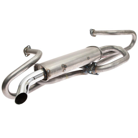 Tri Mil Exhaust, Single Quiet-Pak, Raw, Type-3 - AA Performance Products