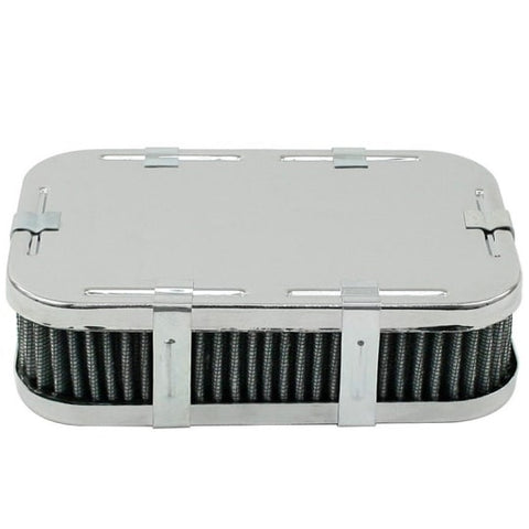 Rectangular Air Cleaner Stock VW Carb, Clamp-on, 2" High w/Gauze, Includes Clamp Replacement Element