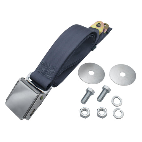 2 Point Lap Seat Belt With Chrome Latch Buckle w/ Hardware, Universal 72", Each