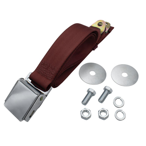 2 Point Lap Seat Belt With Chrome Latch Buckle w/ Hardware, Universal 72", Each