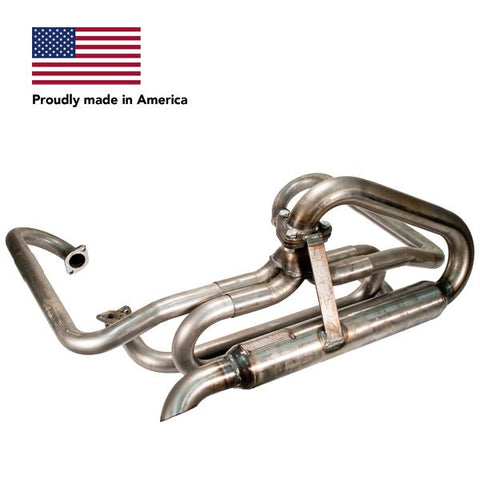 Tri Mil Exhaust, Bobtail, 1-1/2 Standard Header with Glass-Pac, Raw Steel - AA Performance Products