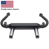 Tri Mil Exhaust, Euro 2-Tip, w/o Heat Risers, Satin Black Ceramic Coated with Chrome Tips