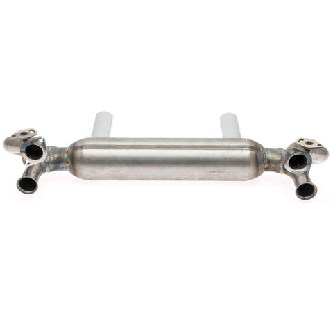 Tri Mil Exhaust, Euro 2-Tip, Heat Risers, Unpainted with Chrome Tips