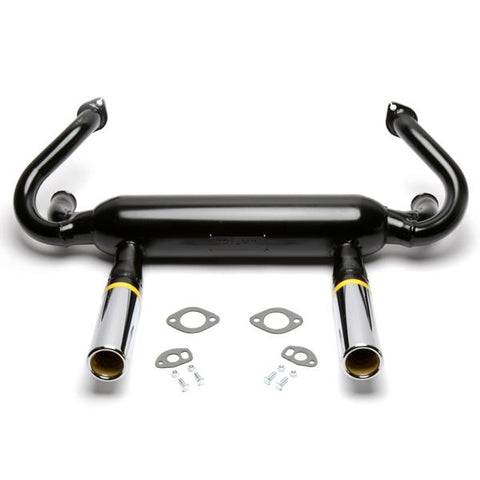 Tri Mil Exhaust, Euro 2-Tip, Dropped Tip, w/o Heat Risers, Satin Black Ceramic Coated - AA Performance Products
