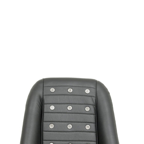 Low-Back Roadster-Style Seat, Black w/ Polished Vent Grommets, Each