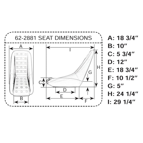 Low-Back Roadster-Style Seat, Black w/ Polished Vent Grommets, Each