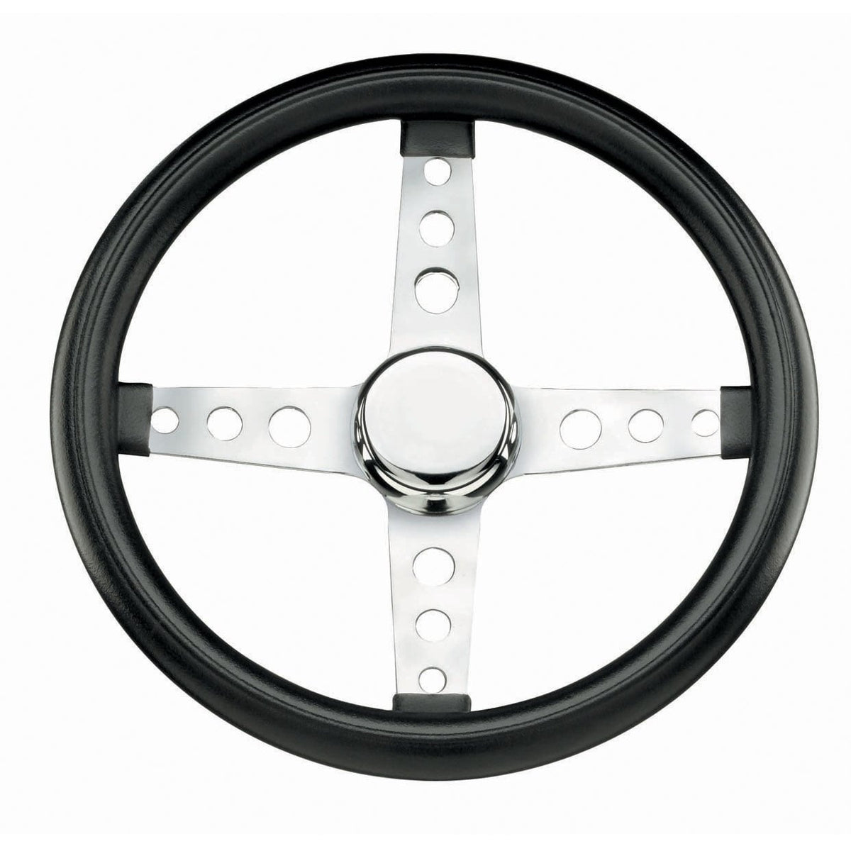 Classic Foam, Chrome, 4 spoke, 13" dia., 1-¾" dish / 2"
