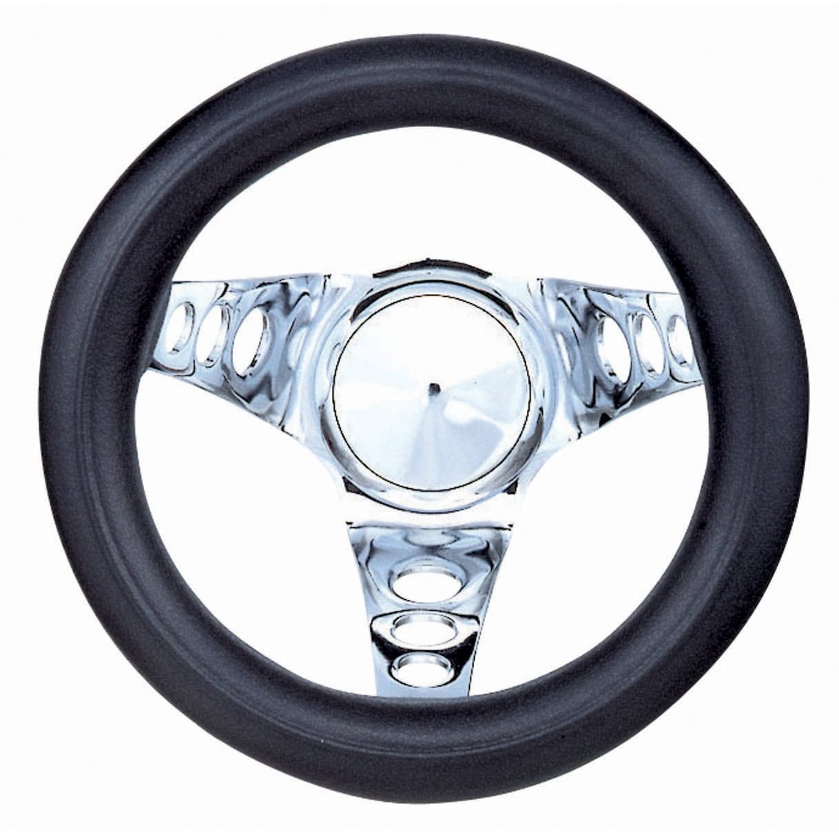 Classic Foam, Chrome, 3 spoke, 8-½" dia., 4-½" dish / 5-¼"