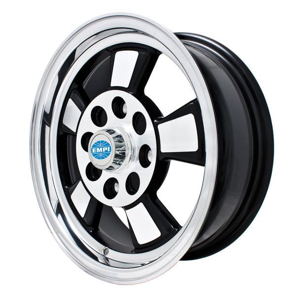 Empi 9732 Riviera Gloss Black w/ Polished Lip & Spokes 5.5x15" - AA Performance Products