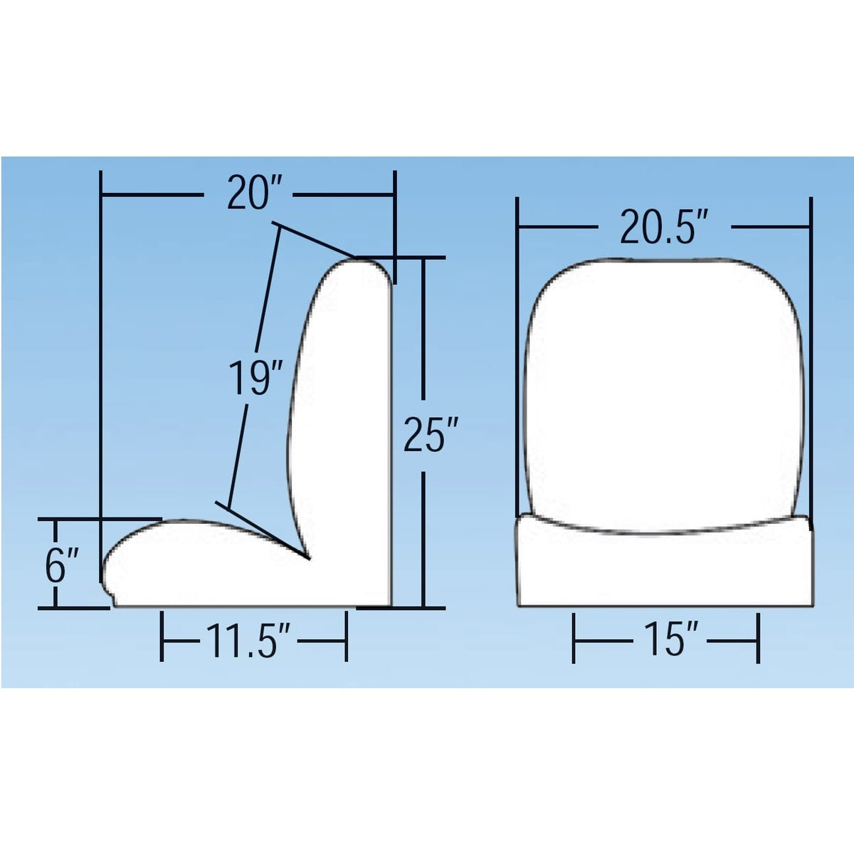 Low-Back Seat Only, Right Side, Black Vinyl, Each