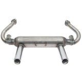 Tri Mil Exhaust, Euro 2-Tip, w/o Heat Risers, Raw Steel Finish with Chrome Tips