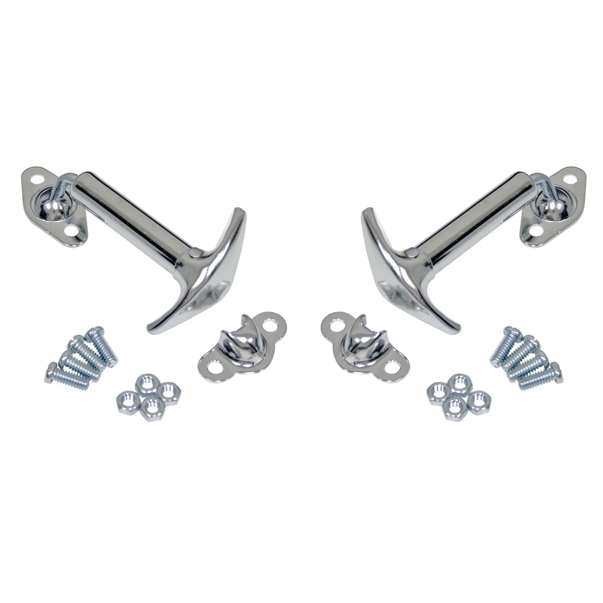 Chrome Hood Hold Downs, Pair
