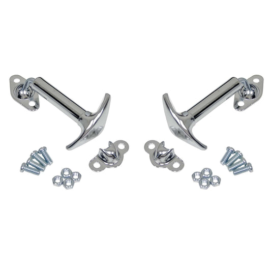Chrome Hood Hold Downs, Pair