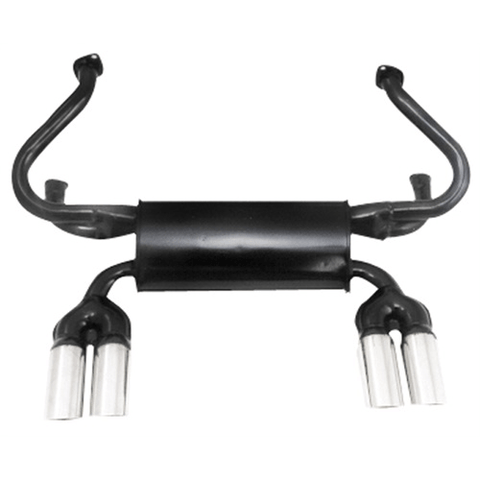 4-Tip GT Exhaust System Type 3, 1300-1600cc, Black with Chrome Tips - AA Performance Products