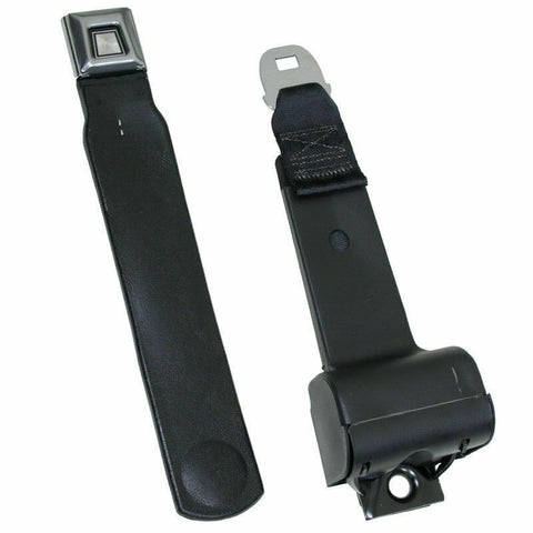 2 Point Retractable Lap Seat Belt With Push Button Latch w/ Hardware, Black, Pair