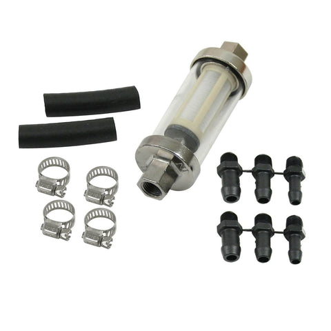 Fuel Filter Kit, w/ Hose & Clamp, Fits 1/4", 5/16", and 3/8" fittings