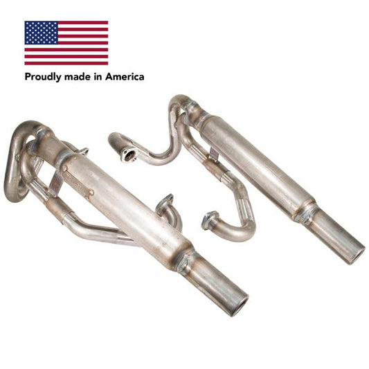 Tri Mil Exhaust, Bazookas with Round Tips, Raw Steel - AA Performance Products