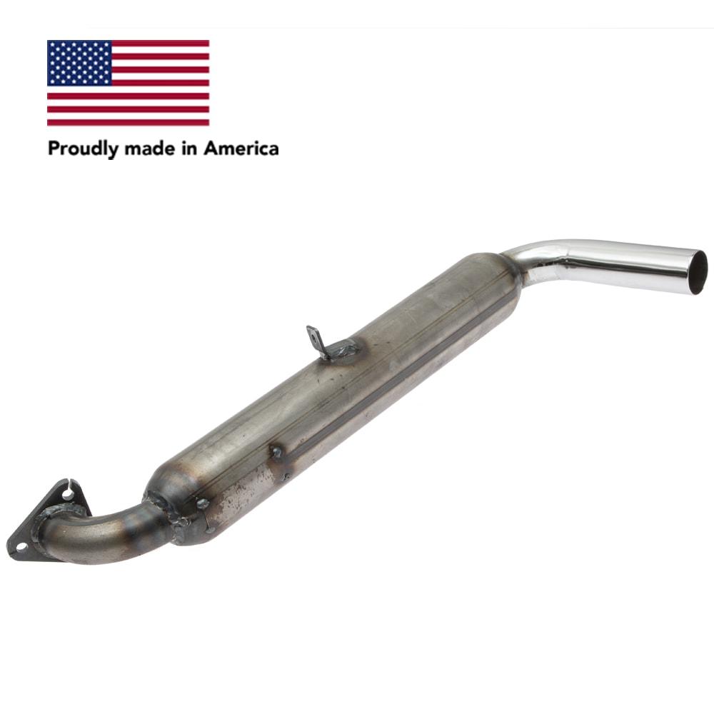 Tri Mil Muffler, Single Glass-Pak, Fits Standard Header, Raw Steel Finish with Chrome Tips - AA Performance Products