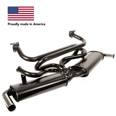 Tri Mil Exhaust, Dual Quiet-Pak, Raw, Bug - AA Performance Products