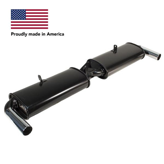 Tri Mil Muffler, Dual Quiet-Pak, Fits Standard Header, Raw - AA Performance Products