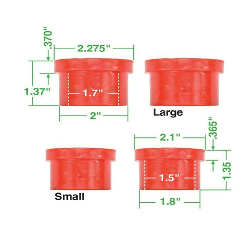 Urethane Axle Beam Bushing Kit, Outer, for Ball Joints, 4 pcs. Short (Replacement) Style, for Outer Only, 2 Small, 2 Large