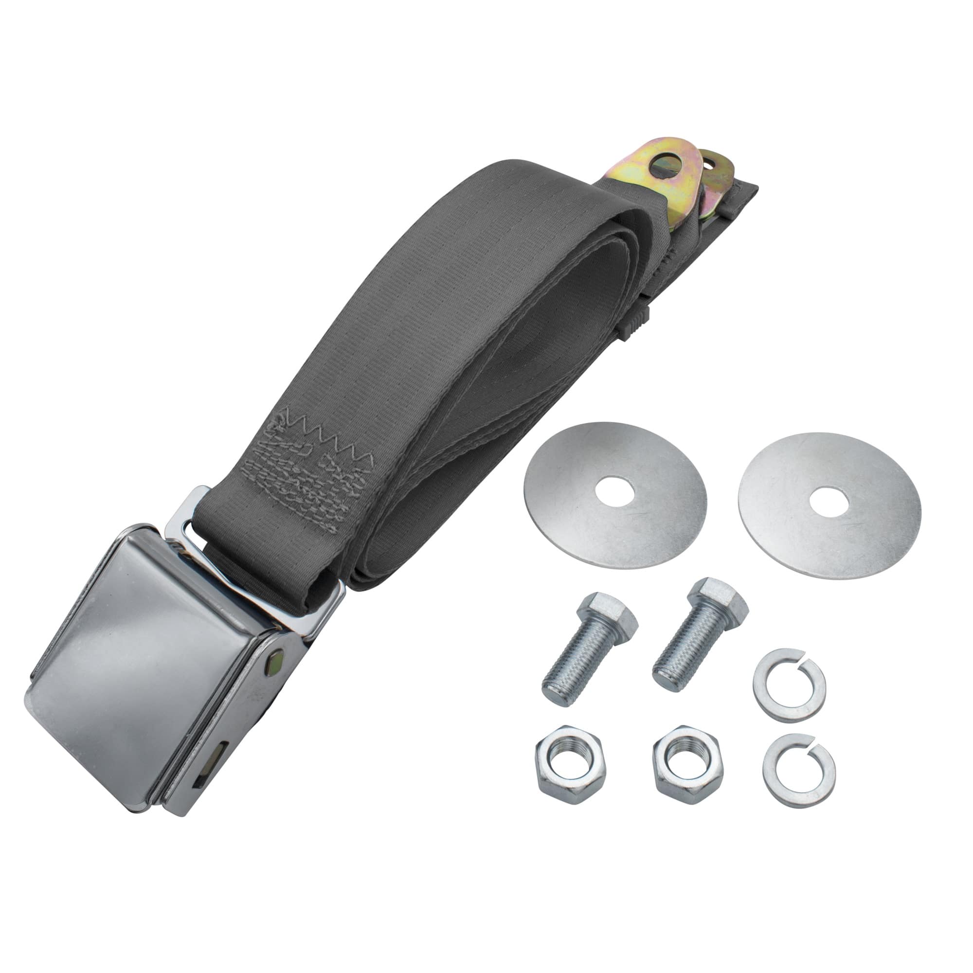 Pair Of 1958-62 GM Aluminum Lift Latch Lap Seat Belts - Black, IN10690Z By The Parts Place Inc.