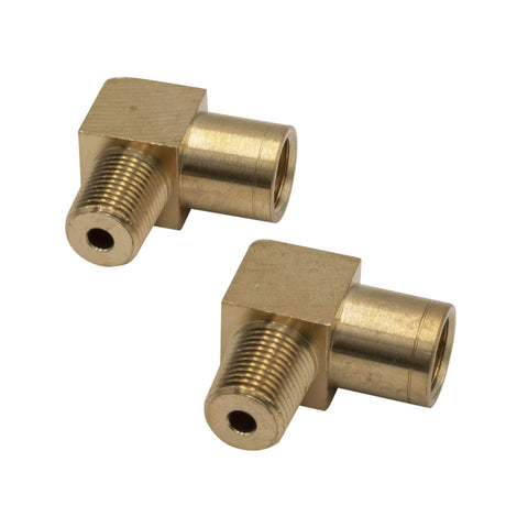 90-Degree Male 1/8" NPT to Female 10mm x 1.0 Bubble Flare, Pair
