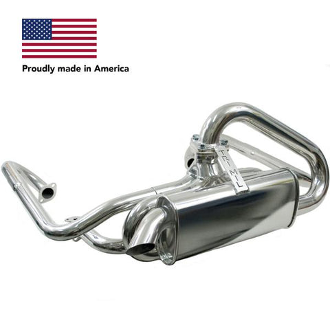 Tri Mil Exhaust, Bobtail, 1-1/2 Standard Header with Quiet-Pac, Polished Ceramic Coated - AA Performance Products