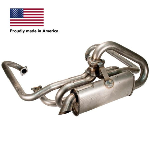 Tri Mil Exhaust, Bobtail, 1-1/2 Standard Header with Quiet-Pac, Raw Steel Finish - AA Performance Products