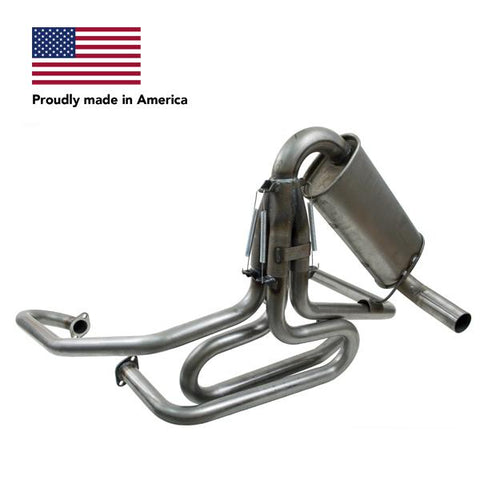 Tri Mil Exhaust, Bobcat, 1-1/2 Standard Header with Quiet-Pac, Raw Steel - AA Performance Products