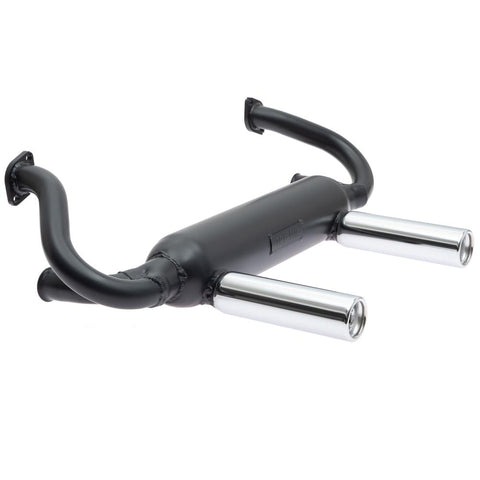 Tri Mil Exhaust, Euro 2-Tip, w/o Heat Risers, Satin Black Ceramic Coated with Chrome Tips