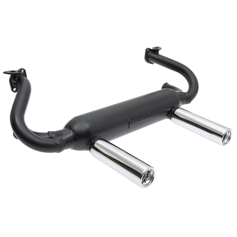 Tri Mil Exhaust, Euro 2-Tip, Heat Risers, Satin Black Ceramic Coated w ...