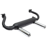 Tri Mil Exhaust, Euro 2-Tip, Heat Risers, Satin Black Ceramic Coated with Chrome Tips