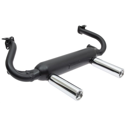 Tri Mil Exhaust, Euro 2-Tip, Heat Risers, Satin Black Ceramic Coated with Chrome Tips
