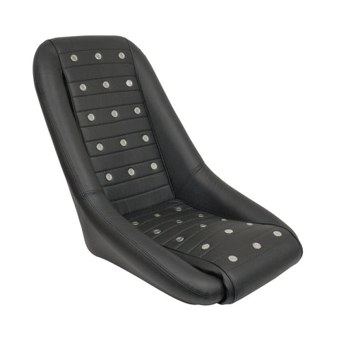 Low-Back Roadster-Style Seat, Black w/ Polished Vent Grommets, Each