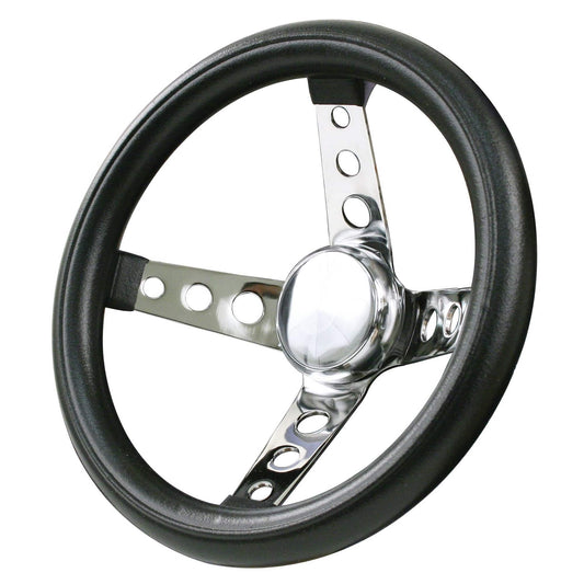 Classic Foam, Chrome, 4 spoke, 11-½" dia., 3-¾" dish / 3-¾"