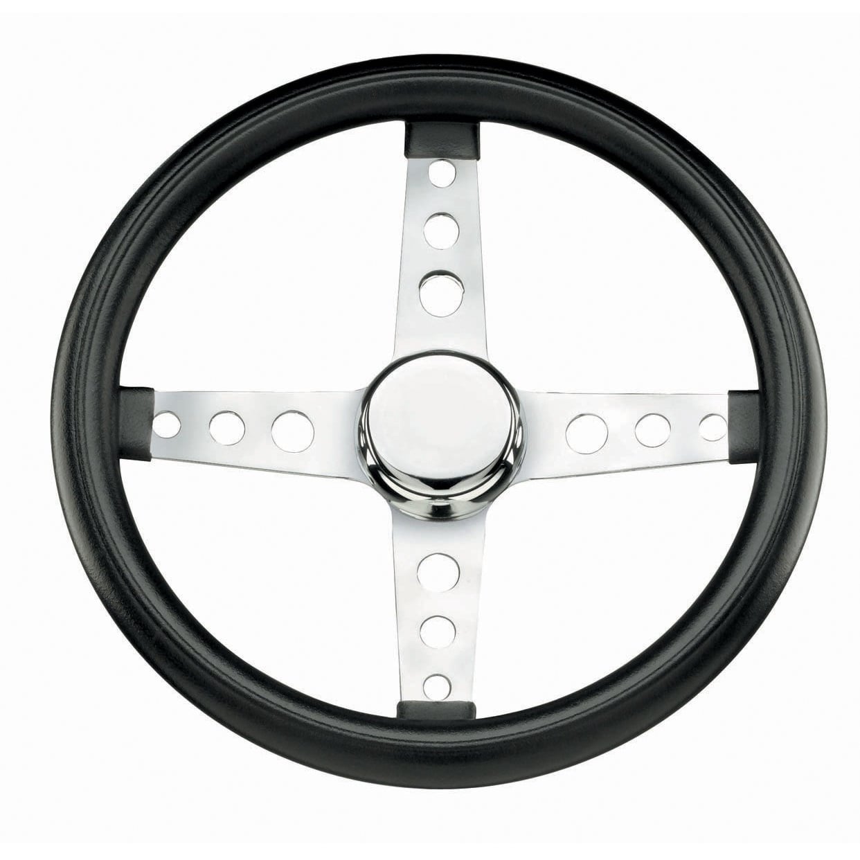Classic Foam, Chrome, 4 spoke, 13" dia., 1-¾" dish / 2"