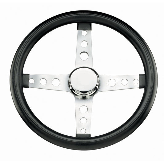 Classic Foam, Chrome, 4 spoke, 13" dia., 1-¾" dish / 2"
