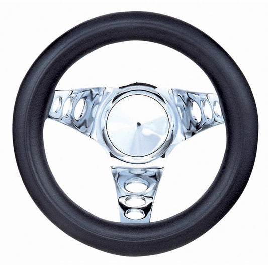 Classic Foam, Chrome, 3 spoke, 8-½" dia., 4-½" dish / 5-¼"