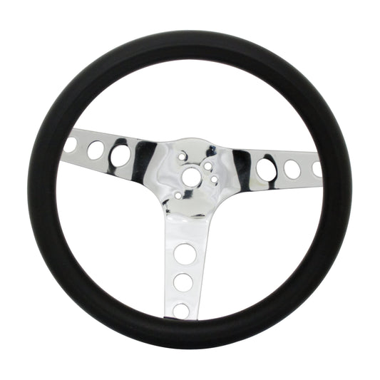 Classic Foam, Chrome, 3 spoke, 11-½" dia., 3-¾" dish / 3-¾"