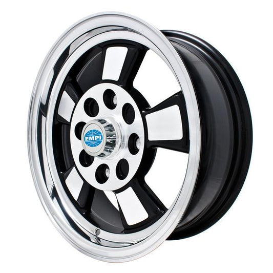 Empi 9732 Riviera Gloss Black w/ Polished Lip & Spokes 5.5x15" - AA Performance Products