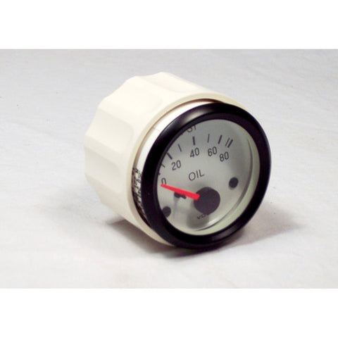 Oil Pressure Gauge, White Series, 0-80 PSI