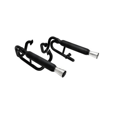 Buggy Dual Exhaust Black with Chrome Tips,  w/o Heater Box - AA Performance Products